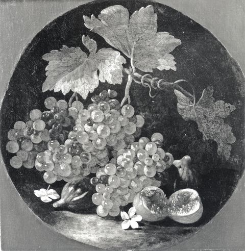 Christie's — Maestro del Metropolitan - sec. XVII - Natura morta con grappoli d'uva e fichi — insieme